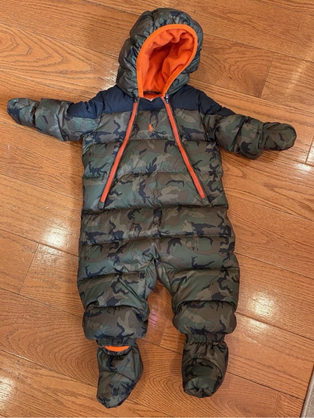 Ralph Lauren Baby 6M Camo Down Puffer Snowsuit Bunting Hood Mittens Booties